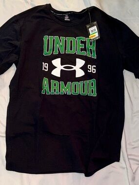 Under Armour Black Graphic Logo Tee with Green Accents